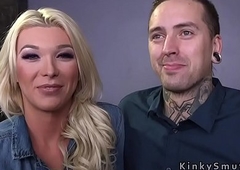 Trannie with fuck-rubber anal bangs tattooed guy