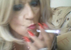 T girl smoking and jerking off