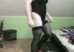 sexy latex leggins and thong leotard, corset