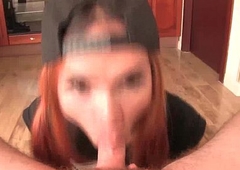 Redhead shemale delights fat shaft