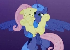 fluttershy with the addition of luna porn